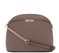 FashionPuzzle Faux Leather Small Dome Crossbody bag with Chain Strap, Stone, One Size