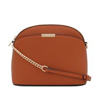 FashionPuzzle Faux Leather Small Dome Crossbody bag with Chain Strap, Tan, One Size
