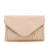 FashionPuzzle Large Envelope Clutch Bag with Chain Strap (Oversize), Nude, One Size
