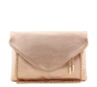 FashionPuzzle Large Envelope Clutch Bag with Chain Strap (Oversize), Rose Gold, One Size