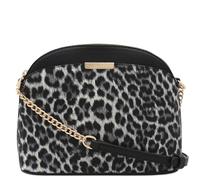 FashionPuzzle Leopard Print Small Dome Crossbody with Chain Strap, Classic Black/Black, One Size