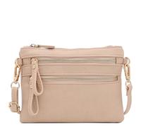 FashionPuzzle Multi Zipper Pocket Small Wristlet Crossbody Bag, Nude, One Size
