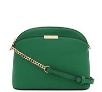 FashionPuzzle Saffiano Small Dome Crossbody bag with Chain Strap, Kelly Green, One Size