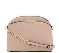 FashionPuzzle Saffiano Small Dome Crossbody bag with Chain Strap, Nude, One Size
