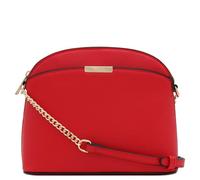 FashionPuzzle Saffiano Small Dome Crossbody bag with Chain Strap, Red, One Size