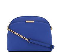 FashionPuzzle Saffiano Small Dome Crossbody bag with Chain Strap, Royal Blue, One Size