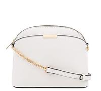 FashionPuzzle Saffiano Small Dome Crossbody bag with Chain Strap, White, One Size