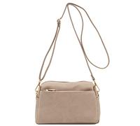 FashionPuzzle Triple Zip Small Crossbody Bag, Beige Brick, One Size