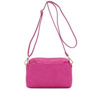 FashionPuzzle Triple Zip Small Crossbody Bag, Fuchsia, One Size