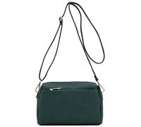 FashionPuzzle Triple Zip Small Crossbody Bag, Hunter Green, One Size