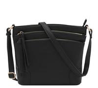 FashionPuzzle Triple Zipper Pocket Medium Crossbody Bag, Black, One Size