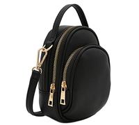 FashionPuzzle Two Compartment Phone Crossbody Mini Bag, Black, One Size