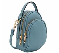 FashionPuzzle Two Compartment Phone Crossbody Mini Bag, Blue-grey, One Size