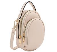 FashionPuzzle Two Compartment Phone Crossbody Mini Bag, Nude, One Size