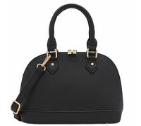 FashionPuzzle Zip-Around Saffiano Classic Dome Satchel, Black, One Size