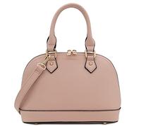 FashionPuzzle Zip-Around Saffiano Classic Dome Satchel, Dusty Pink, One Size