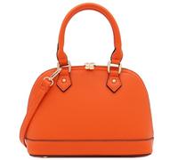 FashionPuzzle Zip-Around Saffiano Classic Dome Satchel, Orange, One Size