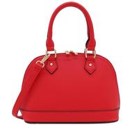 FashionPuzzle Zip-Around Saffiano Classic Dome Satchel, Red, One Size