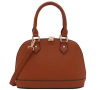 FashionPuzzle Zip-Around Saffiano Classic Dome Satchel, Tan, One Size