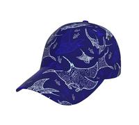 Fashions Classic Cotton Manta Ray and Fish Print Baseball Cap,Peak Cap Adjustable dad hat for Unisex Black