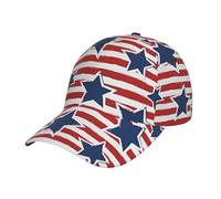 Fashions Classic Cotton red White Star Stripe Flag Print Baseball Cap,Peak Cap Adjustable dad hat for Unisex, Black, One Size, Black, One Size