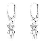 FASHIONS FOREVER® 925 Sterling Silver Cuddly Teddy Bear Dangle/Drop Leverback Earrings | Gift Boxed | Handmade In UK