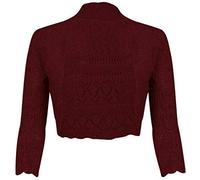Fashion's island Ladies Crochet Knitted Open Front Bolero Shrug Womens Long Sleeve Crop Cardigan Wine
