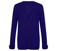 Fashion's island Womens Open Front Cable Knitted Grandad Button Cardigan Long Sleeve Winter Top Royal Blue M/L UK 12-14