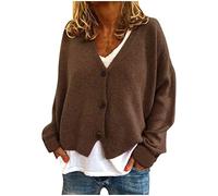 Fashions Ladies Cardigan - Plain Long Sleeve Tops Comfortable Plus Sizes Coat Uk 3/4 Batwing Sleeve Cardigans Knitted Tie Up/Button Shrug Top Jumpers Baggy Lightweight Cardigans Outerwear Ladies Coat