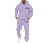 Fashions Mens Polyester Tracksuit Set Slim Fit Cord Hoodie Top Bottoms Jogging Zip Joggers Gym Sport Sweat Suit Pants Workout Sets Cowgirl Outfit Holiday Clothing (Light Purple,XXL)