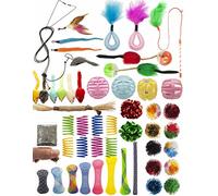 Fashion's Talk Interactive Cat Toys for Indoor Cats, Door Hanging Mice Feather Toy Cat Spring Toy Cat Wand Catnip Crinkle Balls Silvervine Sticks Lattice Balls Cat Toys Bulk Fun Tubes Kitten 50 Pack