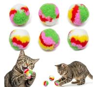 Fashion's Talk - Soft Cat Toy Balls - 6 Pack Fluffy Pom Poms Quiet and Lightweight for Indoor Cats and Kittens, Interactive Pawing Toys