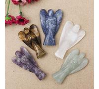 FASHIONZAADI Natural Gemstone Angel Guardian Pocket Angels Figurine For Reiki Healing Crystal Statue Hand Carved Chakra Balancing Aura Cleansing & Love Crystals Size :- 50-60 Mm Apr. (Set of 5)