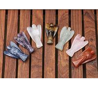 FASHIONZAADI Natural Gemstone Angel Pocket Angels Figurine For Reiki Healing Crystal Statue Hand Carved Chakra Balancing Aura Cleansing & Love Crystals Size :- 50-60 Mm Apr. (Set of 7)