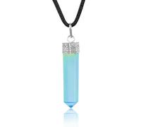 FASHIONZAADI Opalite Mood Enhancing Pendant Necklace 1-1.5” - Unique Iridescent Stone Jewelry, Crescent Moon Crystal Pendant, Get Well Gifts for Women & Men, Perfect Gifts for Women
