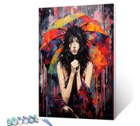 Fashioon Graffitic Girl Paint by Numbers for Adults Beginner Woman Hold The Umbrella DIY Paint by Numbers Acrylic Paint Home Modern Decor Sexy Women Painting Kits 16x20 Inch Gift (Without Frame)