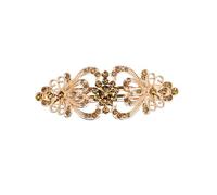 Faship Smoked Topaz Chocolate Brown Rhinestone Crystal Hearts And Floral Hair Barrette Clip