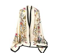 FashLuxe 100% Silk Art Print Scarf for Women - Luxury Soft Touch Lightweight All-Season Wrap Shawl - Size 180cm x 90cm - Elegant Gift for Birthday, Christmas, Mother’s Day (Floral Garden)