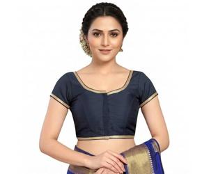 Fashnkart Bollywood Saree Blouse for Women Indian Wedding Party Sari Blouse Dupion Silk Front Open Navy Blue