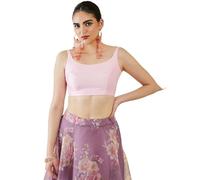 Fashnkart Indian Women's Satin Silk Stitched Sleeveless Solid Plain Blouse Readymade Ethnic Tunic Choli Scoop Neck, Back Open