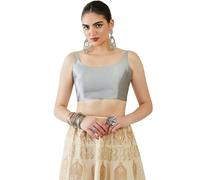 Fashnkart Indian Women's Satin Silk Stitched Sleeveless Solid Plain Blouse Readymade Ethnic Tunic Choli Scoop Neck, Back Open