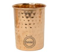 Fashnkart Pure Copper Glasses Drinking Water Ayurvedic Health Pure Tumblers Copper Cups 10.14 Oz 300 Ml (Hammered)