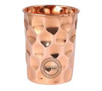 Fashnkart Pure Copper Glasses Drinking Water Ayurvedic Health Pure Tumblers Copper Cups 10.14 Oz 300 Ml (Diamond)