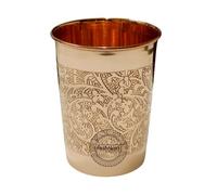 Fashnkart Pure Copper Glasses Drinking Water Ayurvedic Health Pure Tumblers Copper Cups 10.14 Oz 300 Ml (Embossed)
