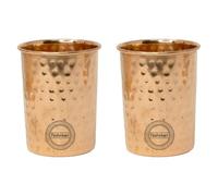 Fashnkart Pure Copper Glasses Drinking Water Ayurvedic Health Pure Tumblers Copper Cups 10.14 Oz 300 Ml (Hammered) Set 2