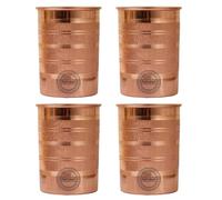 Fashnkart Pure Copper Glasses Drinking Water Ayurvedic Health Pure Tumblers Copper Cups 10.14 Oz 300 Ml (Silver Touch) Set 4