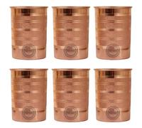 Fashnkart Pure Copper Glasses Drinking Water Ayurvedic Health Pure Tumblers Copper Cups 10.14 Oz 300 Ml (Silver Touch) Set 6