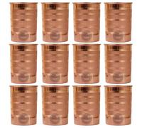Fashnkart Pure Copper Glasses Drinking Water Ayurvedic Health Pure Tumblers Copper Cups 10.14 Oz 300 Ml (Silver Touch) Set 12