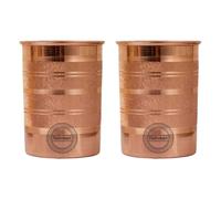Fashnkart Pure Copper Glasses Drinking Water Set of 2 Ayurvedic Health Pure Tumblers Copper Cups 10.14 Oz 300 Ml (Silver Touch)