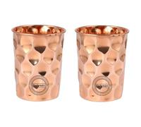 Fashnkart Pure Copper Glasses Drinking Water Set of 2 Ayurvedic Health Pure Tumblers Copper Cups 10.14 Oz 300 Ml (Diamond)